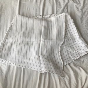 white and black striped skort